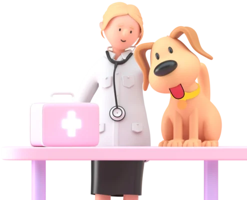 Dog Advisor HQ 3d illustration vet veterinarian cute dog small yellow collar